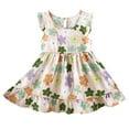 thumbnail image 2 of Ahuyic Little Girl Dresses,Kids Summer Casual Dresses,6 Months -11Years Girls Summer Thin Printed Fly Sleeve Round Neck Dress Beach Skirt, 2 of 4