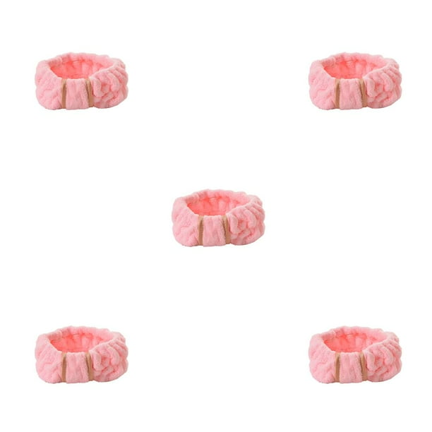 Bandas para El cabello Minnieouse Banda elástica para El sudor de cara Diadema de vellón de Coral Rosa claro 5piezas