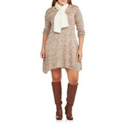 Women's Plus 2fer Sweater Dress with Scarf