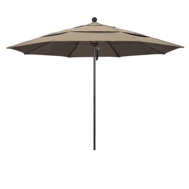 California Umbrella Parasol de Marché Venture 11 Pieds Bronze en Taupe