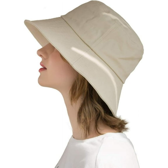 Womens Cotton Wide Brim Sun Hats UPF50  UV Packable Beach Hat Summer Bucket Cap for Travel