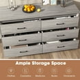 thumbnail image 6 of Gymax 6 Drawer Double Dresser Chest Wooden Storage Organizer Cabinet Bedroom Grey, 6 of 10
