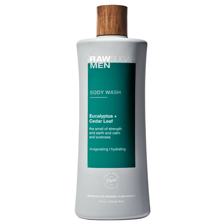 Raw Sugar Men's Liquid Body Wash, Eucalyptus and Cedar Leaf, 25 fl oz