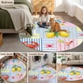thumbnail image 5 of Summer Lemons Round Area Rug 6Ft Washable Circle Rugs for Bathroom Office, Coastal Nautical Shell Crab Pink Floral Non-Slip Carpet Floor Mats Indoor Outdoor Carpet Runner Aesthetic Home Decor, 5 of 8