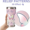 thumbnail image 2 of Insulated Tumblers, Combler 20 oz Tumbler, Double Insulated Travel Coffee Mug, Upgraded 18/10 Stainless Steel Vacuum Insulated Tumbler with Lid, Unique Gift Idea, Pink Butterfly, 2 of 6