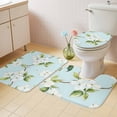 thumbnail image 4 of Summer Floral Bathroom Rugs Set White Gardenia Flowers Modern Watercolor Non Slip Absorbent Soft Bath Mats 3 Piece Set with Bathroom Rug, U-Shaped Floor Mat, Toilet Seat Cover Small Size, 4 of 9