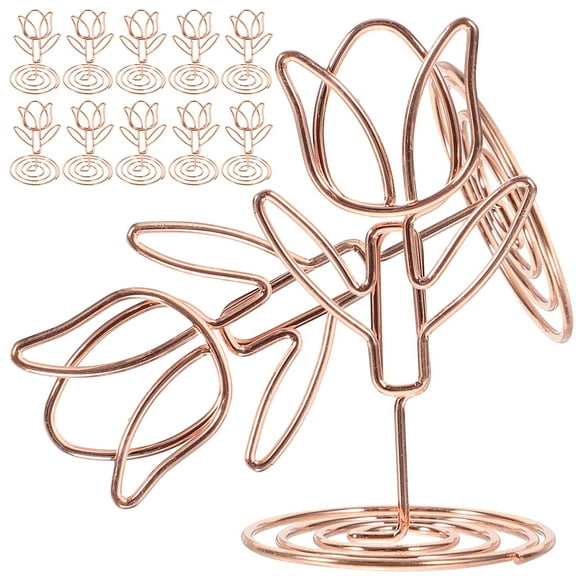 ULTNICE 10pcs Banquet Table Card Holders Iron Elegant Message Holder in Rose Gold