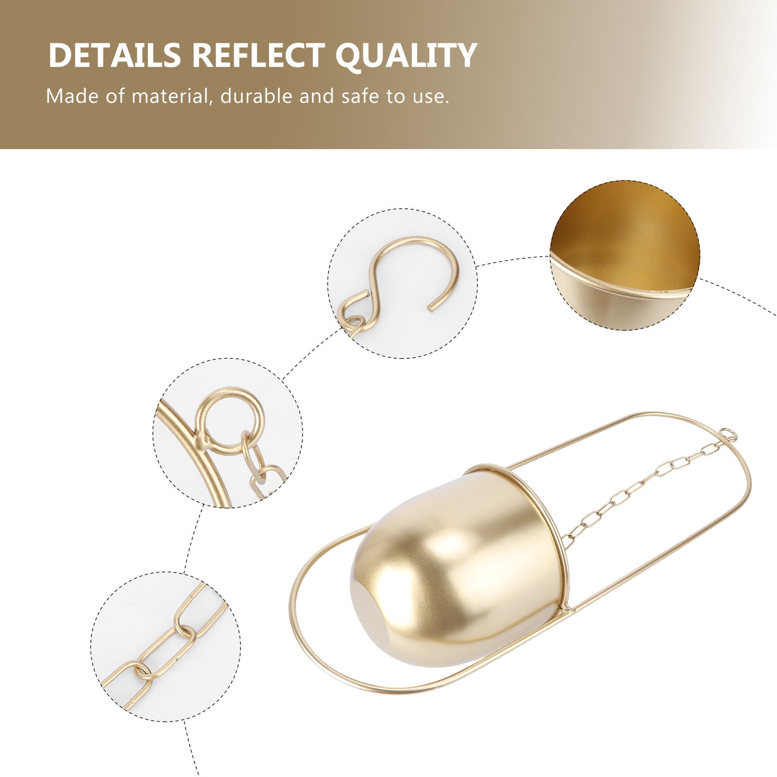 PAMINGONO Vintage Style Golden Iron Hanging Flower Pot Basket for Plants, Decorative Outdoor Indoor Hanging Planter, 1 Piece