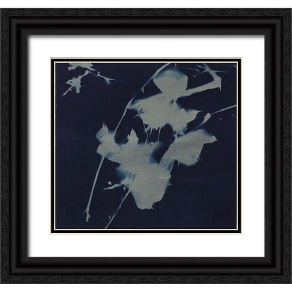 Blue 22x20 Black Ornate Wood Framed with Double Matting Museum Art Print Titled - Grey On Blue
