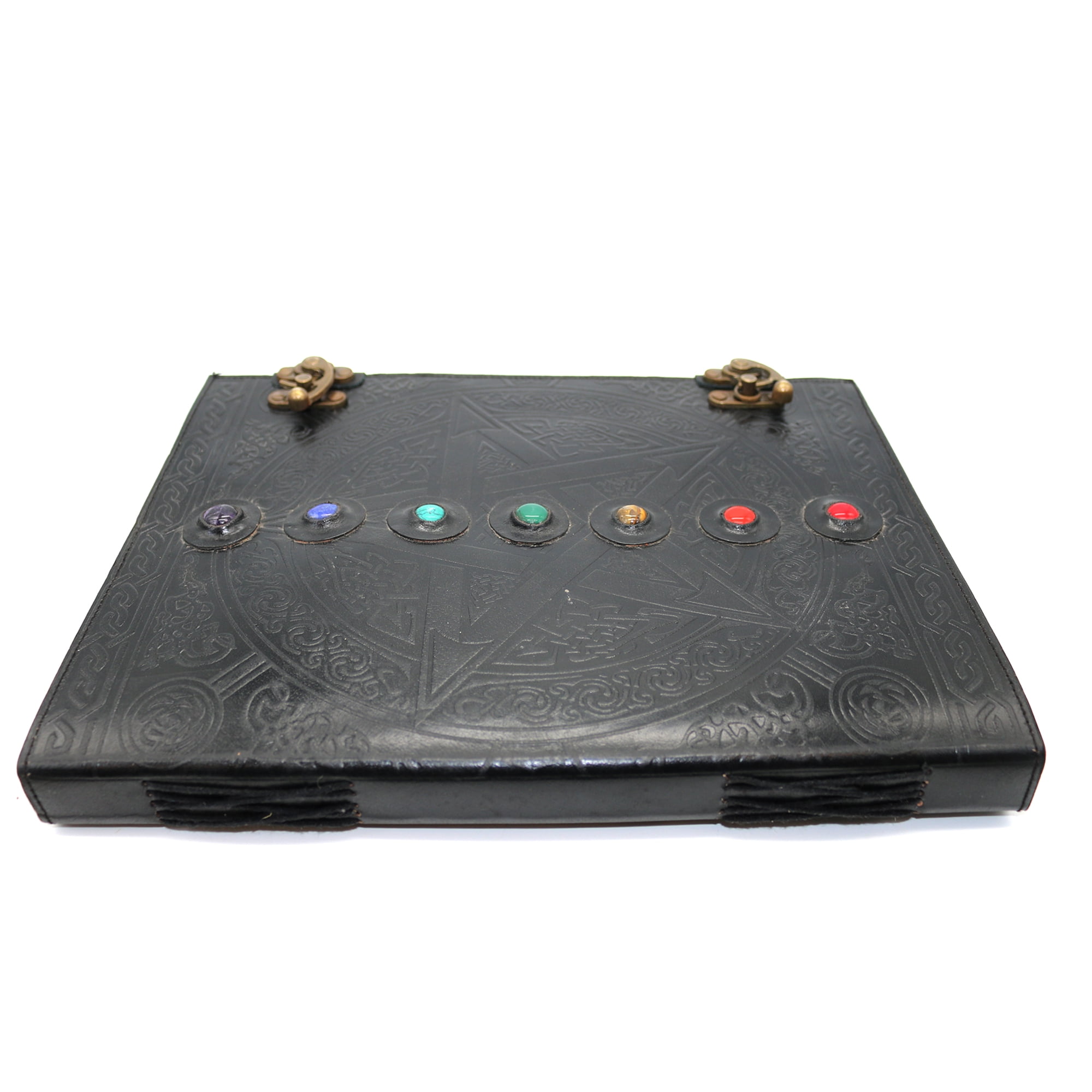 Soul Sticks Embossed Black 7 Chakras Genuine Leather 200 Page Journal 10" x 13"