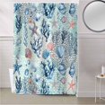 thumbnail image 5 of Fabric Shower Curtain, Summer Hand Drawn Blue Ocean Creature Seahorse Starfish Shower Curtains with 12 Hooks Waterproof Machine Washable Bath Curtains for Bathroom,36 x 78in, 5 of 6