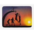 thumbnail image 1 of Teen Room Bath Mat, Boys Playing Basketball at Sunset Horizon Sky with Dramatic Scenery, Non-Slip Plush Mat Bathroom Kitchen Laundry Room Decor, 29.5 X 17.5 Inches, Dark Coral Black Yellow, Ambesonne, 1 of 2