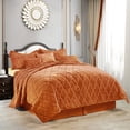 thumbnail image 2 of Home Soft Things 7 Piece Ogee Faux Fur Embroidery Bedspread Set - Burnt Orange - King (102" x 90"), 2 of 9