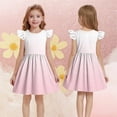 thumbnail image 5 of Ashirexll Girls Summer Dress, Girls Dresses Size 10-12, Summer Ruffle Short Sleeve Round Neck Dress for Kids Casual A-Line Gradient Color Dress, 5 of 7
