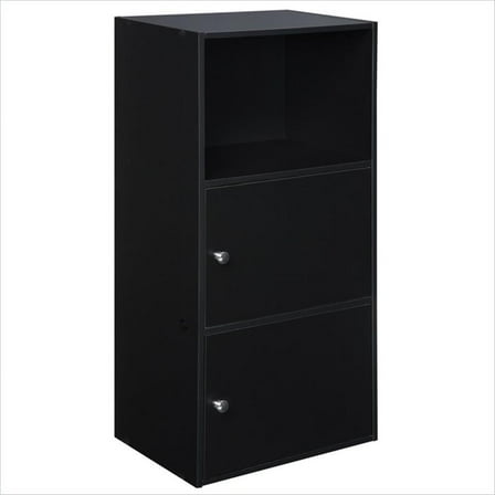 Pemberly Row Contemporary 2 Door Cabinet in Black Wood Finish