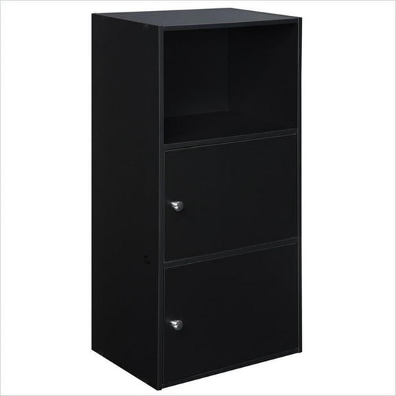 Pemberly Row Contemporary 2 Door Cabinet in Black Wood Finish