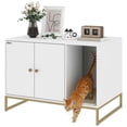thumbnail image 1 of PawHut Cat Litter Box Enclosure, Hidden Litter Box Furniture with Tall Legs, 1 of 10