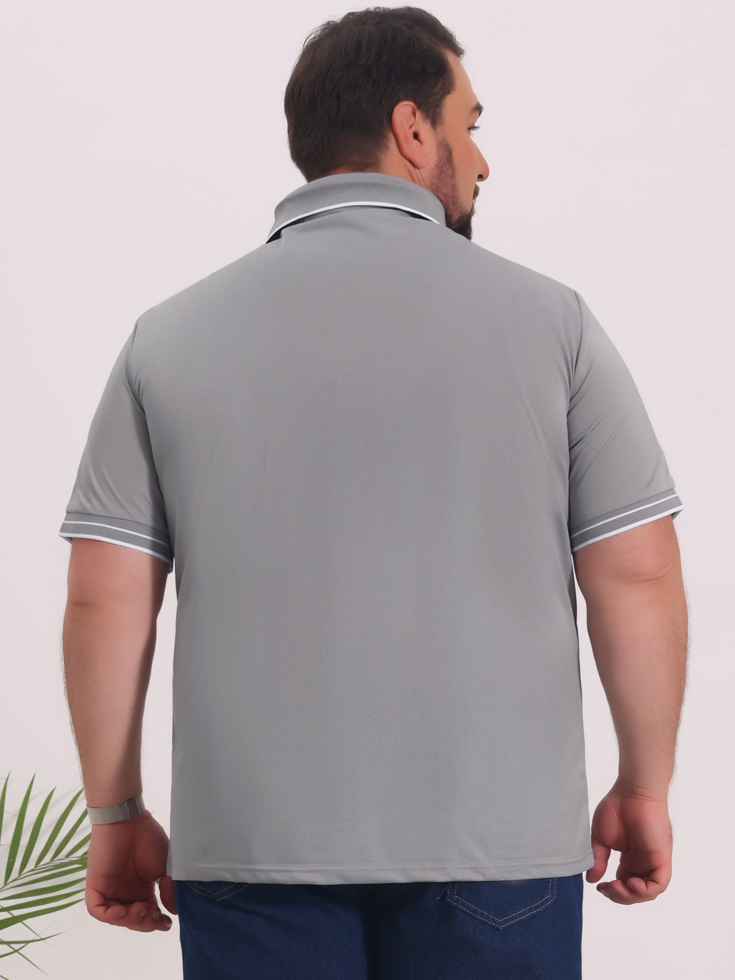 DARING DIVA Men's Big Tall Contrast Trim Short Sleeve Work Office Golf Shirts XL Gray
