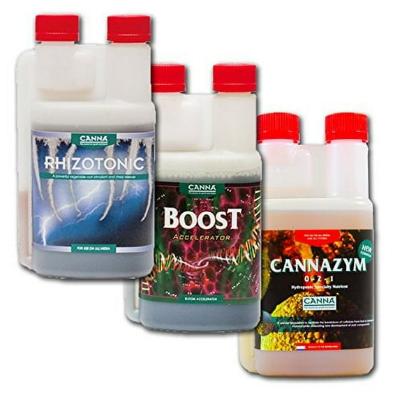 Canna Boost, Cannazym, Rhizotonic Plant Additives Hydroponic Nutrient Bundle (1 Liter)