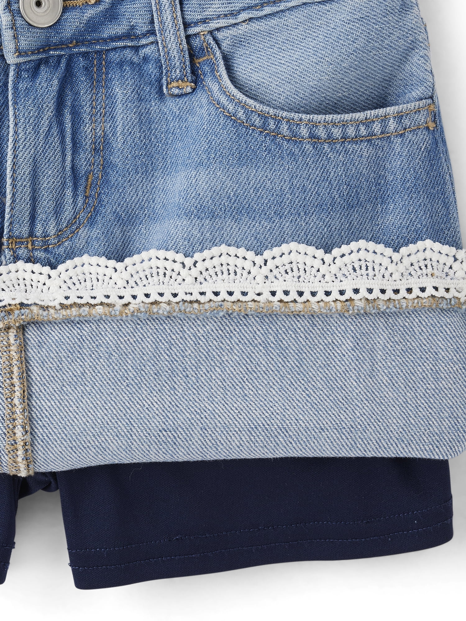 The Children's Place Girls Pull On Crochet Denim Skort, Sizes 4-16
