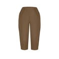 thumbnail image 6 of Stamzod Womens Capri Pants Elastic Waist Casual Capris with Pockets Summer Beach Vacation Cropped Pants Brown S, 6 of 7