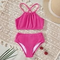 thumbnail image 2 of SGMVNU Two Piece Bikini Set for Girls, Crop Bikinis Swim Top with Bathing Bottoms, Kids Swimsuits Summer Beach Pool Swimwear, Size 4-5 Years, Hot Pink 2, 2 of 5