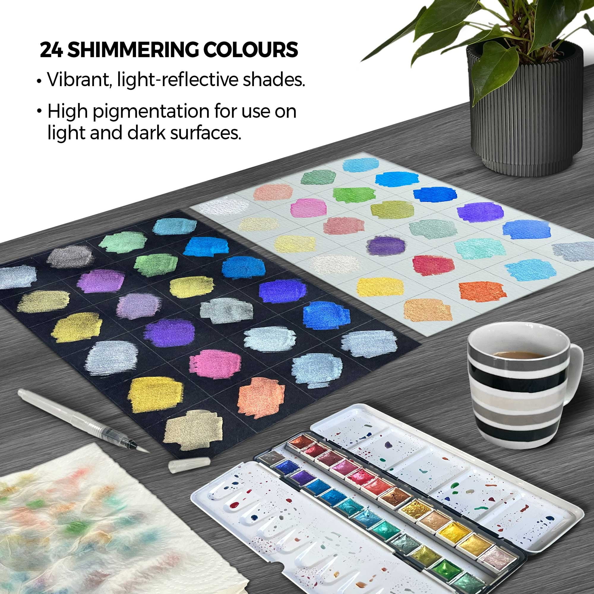 24 Metallic Half Pan Watercolour Metal Set