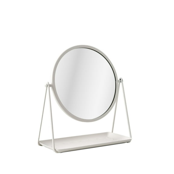 Mainstays by Becky G. & Alejandra 9.65" Round Tabletop Mirror with Metal Tray, White