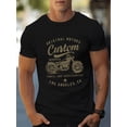 thumbnail image 5 of Men's 100% cotton fashionable casual loose oversized retro motorcycle pattern printed round neck short sleeved t-shirt, 5 of 9