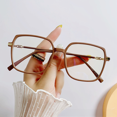 thumbnail image 3 of Gafas anti-luz azul, montura de café esmerilado, montura elegante, cara lisa, foto de calle, gafas lisas, gafas para miopía, 3 of 4