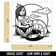 thumbnail image 2 of Coffee Drinking Hipster Mermaid Self-Inking Rubber Stamp Ink Stamper - Black Ink - Small 1 Inch, 2 of 7
