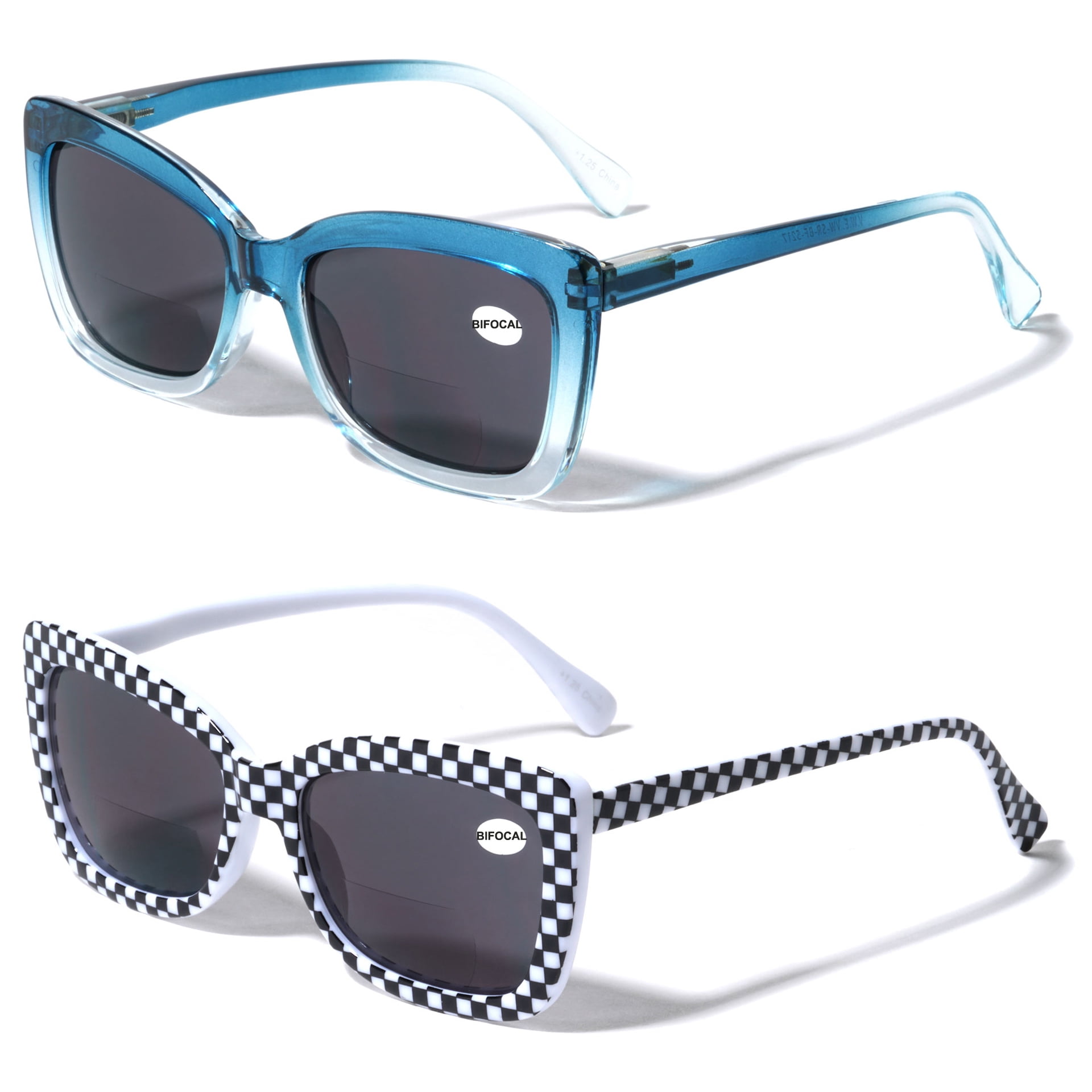 2 Pairs BIFOCAL Women Big Lens Butterfly Reading SunGlasses Fun Cateye Outdoor Readers