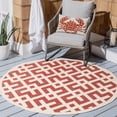 thumbnail image 2 of Safavieh Courtyard Alvin Geometric Indoor/Outdoor Area Rug, Red/Bone, 6'7" x 6'7" Round, 2 of 8