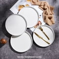 thumbnail image 4 of Vesteel 4 Pieces Dinner Plates Set, 10" Premium Stoneware Ribbed Dishes, Chip & Scratch Resistant Ceramic Set for Home Restaurant, Microwave and Dishwasher Safe - Speckled White, 4 of 10