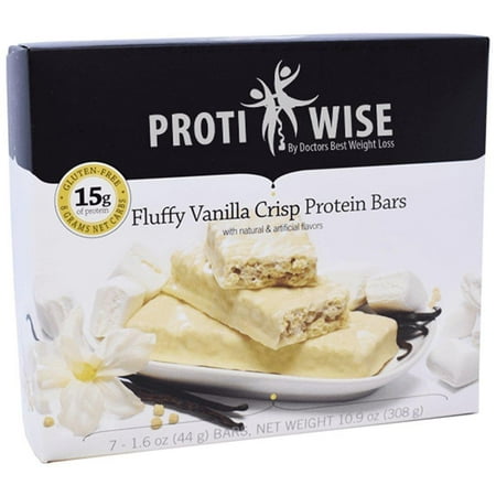 ProtiWise - High Protein Diet Snack Bars | Fluffy Vanilla Crisp | Low Calorie, Low Fat, LowSugar, High Fiber, Gluten Free (Best Protein Bars 2019)