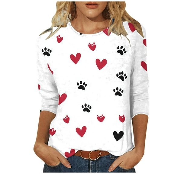 Cilsoka 3/4 Sleeve T Shirts for Women White Shirts for Women Trendy Plus Size Graphic Tops for Women Tunic Tops 3/4 Length Sleeve Long Sleeve Shirts for Women Plus Size My Orders