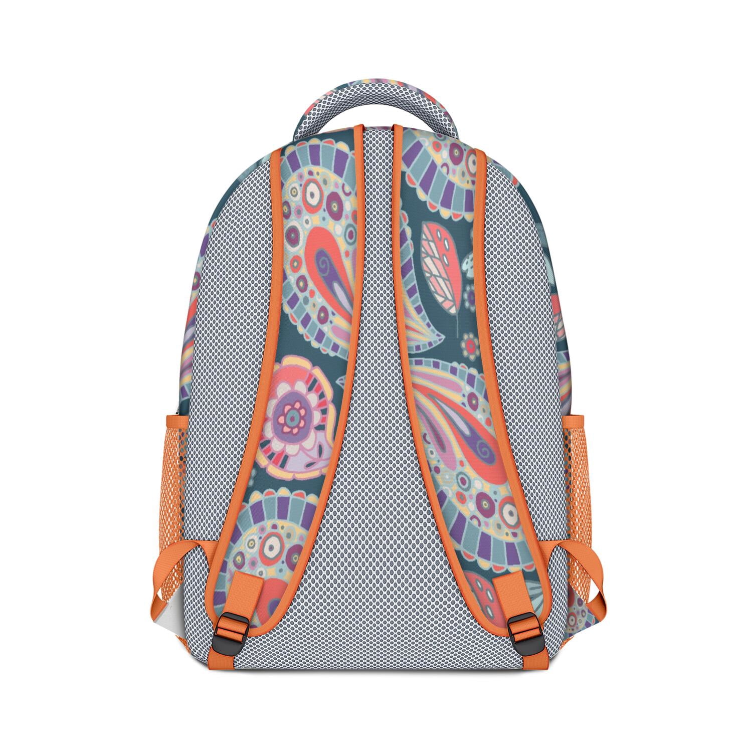 Aesthetic Paisley Design Waterproof Backpack - Colorful Ethnic Print & Breathable Straps for Teens