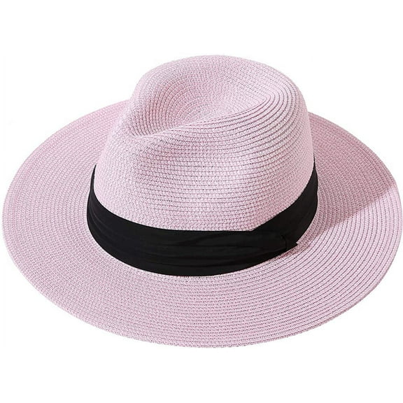 Dalrosia Womens Mens Wide Brim Straw Panama Hat Fedora Summer Beach Sun Hat UPF Straw Hat for Women