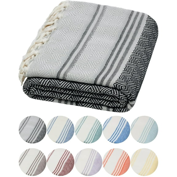 DEMMEX Oversized Turkish Bath and Beach Towel - 100% Organic Cotton, Lightweight Quick-Dry Ultra Soft Peshtemal, Prewashed, Diamond Weave, Oeko-TEX Certified, 71x36 - Luxury Beach, Spa, Bathroom Use