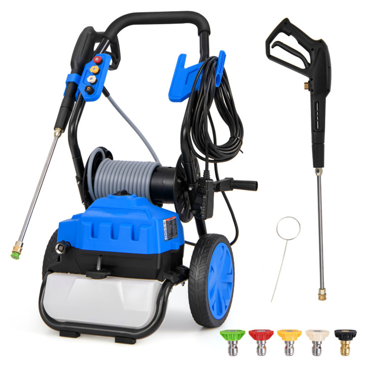 2300 PSI Electric Pressure Washer with Wheels, 1.8 GPM High Power Washer for Driveway, Patio, Deck & Car Cleaning | Includes 5 Quick-Connect Nozzles, Soap Dispenser, 21ft Hose & 35ft Cord