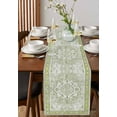 thumbnail image 2 of Green Boho Ethnic Table Runners 108 Inches Long, Cotton Linen Fabric Table Runner Dresser Scarf, Vintage East Oriental Tribal Antique Tablerunner for Party/Kitchen/Dinner/Wedding Decor 13''x108'', 2 of 7