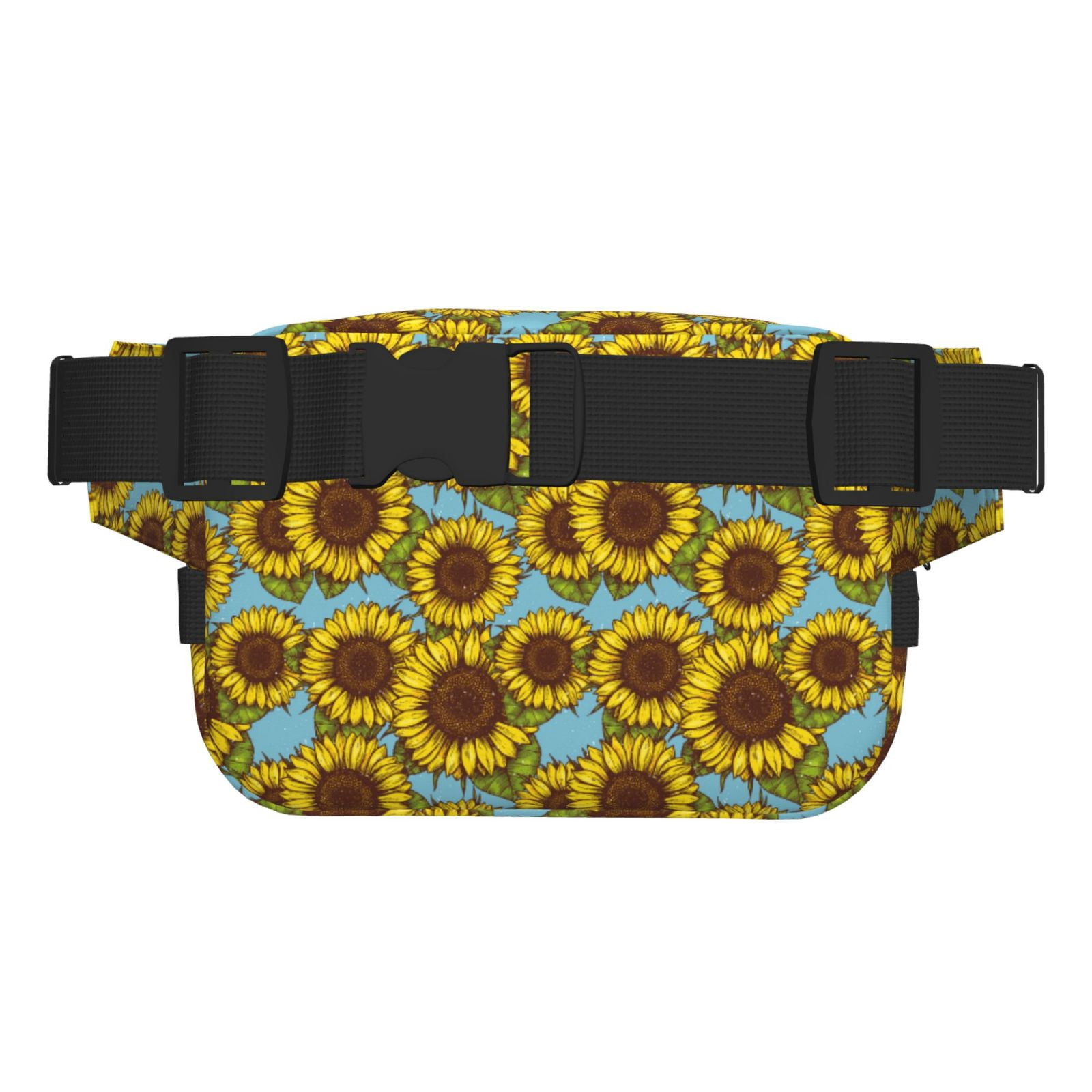 Picia Sunflowers Print Square Double-Layer Waist Bag Mini Adjustable Waist Belt Bag Exercise Running Travel Hiking