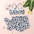 thumbnail image 5 of Odeerbi Teen Girls Three Pieces Swimsuit Cow Print Bikini Sets with Bord Shorts Girls Swimwear 3pcs Set Bathing Suits Summer Kids Beachwear 8-14 Years Black, 5 of 8
