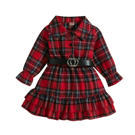 

ZHAGHMIN Baby Girl Dress 3-6 Months Toddler Girls Long Sleeve Ruffles Plaid Prints Dress Belt Set Baby Birthday Dress 1 Year Girl Girls Junior Dresses Girls Lace Dress Sleeveless Girls Summer Dresse