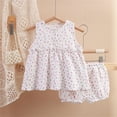thumbnail image 2 of Xudanell Girls Clothes Toddler Baby Girl Summer Outfits All Over Floral Ruffle Sleeveless Tunic Top Shorts Set Party White 12-18 Months, 2 of 4