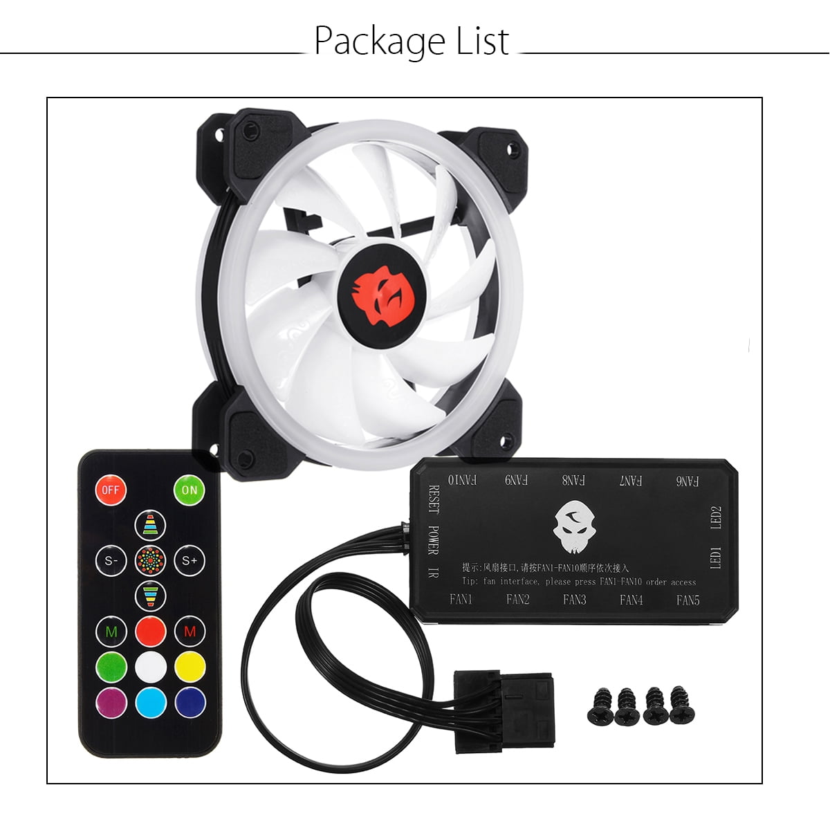 Computer Case PC RGB Cooling Fan Adjust LED 120mm Silent Cooler Remote Control