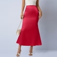 thumbnail image 5 of Tauxra Satin Maxi Skirt for Women, High-Waisted Pencil with Flared Hem, Solid-Color Ankle-Length Midi Skirt for Office or Cocktail Party, 5 of 7