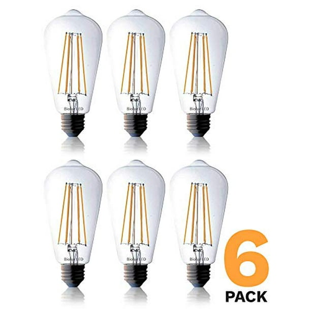 Bioluz ST64 Dimmable Edison LED Light Bulbs 800 Lumen Soft White