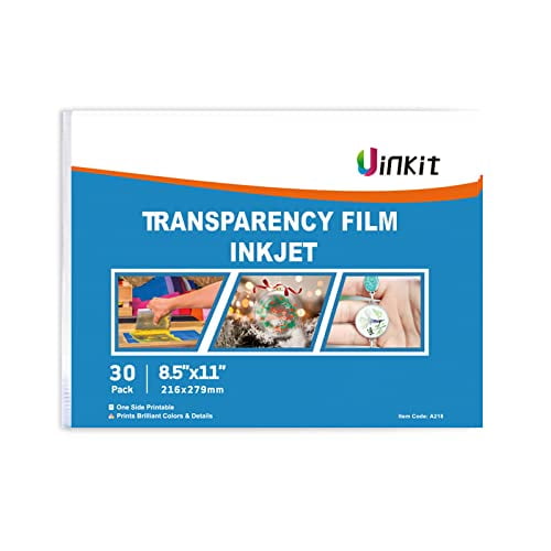 Uokho 60 Sheets Transparency-film Paper Clear for Overhead Projector Transparencies Printing Transparent Film for Ink Jet Printers Printing Film High