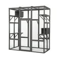 thumbnail image 2 of Pefilos 70" Outdoor Cat Houses, Large Wood Cat Enclosure with 6 Platforms for Multiple Cats, Cat Shelter Cage, Gray, 2 of 13